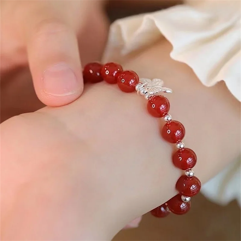 EBUTY Natural Stone Bracelet For Women Red Green Agate Charm Female Jewelry Carnelians Beaded Bangles