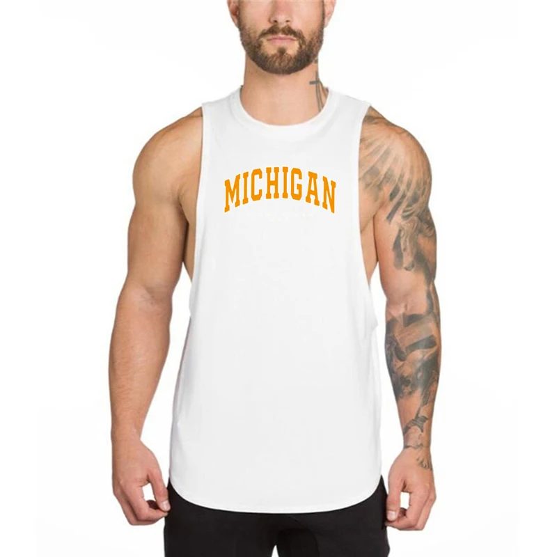 

Mens Fitness Sport Sleeveless Vests Cotton Breathable Workout Muscle Tank Tops Gym Bodybuilding Running Loose Stretch T-shirts