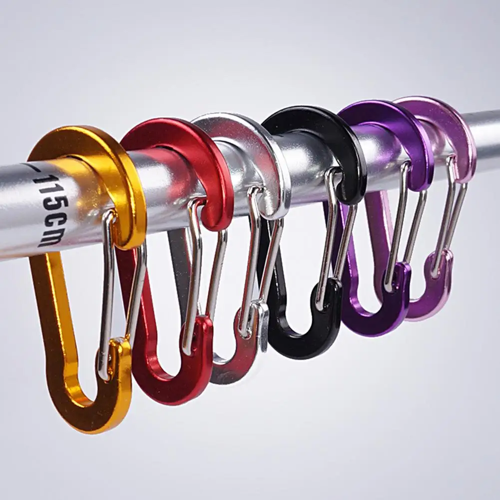 6Pcs Climbing Buckles Rustproof Smooth Edge Anti Fade Gourd Shape Carabiner Hooks Aluminum High Hardness Bright Color Carabiners