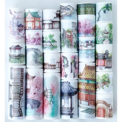 24 adesivi Washi per edifici cinesi Vintage nastro adesivo per mascheratura Planner fai da te Scrapbooking diario adesivi decorativi