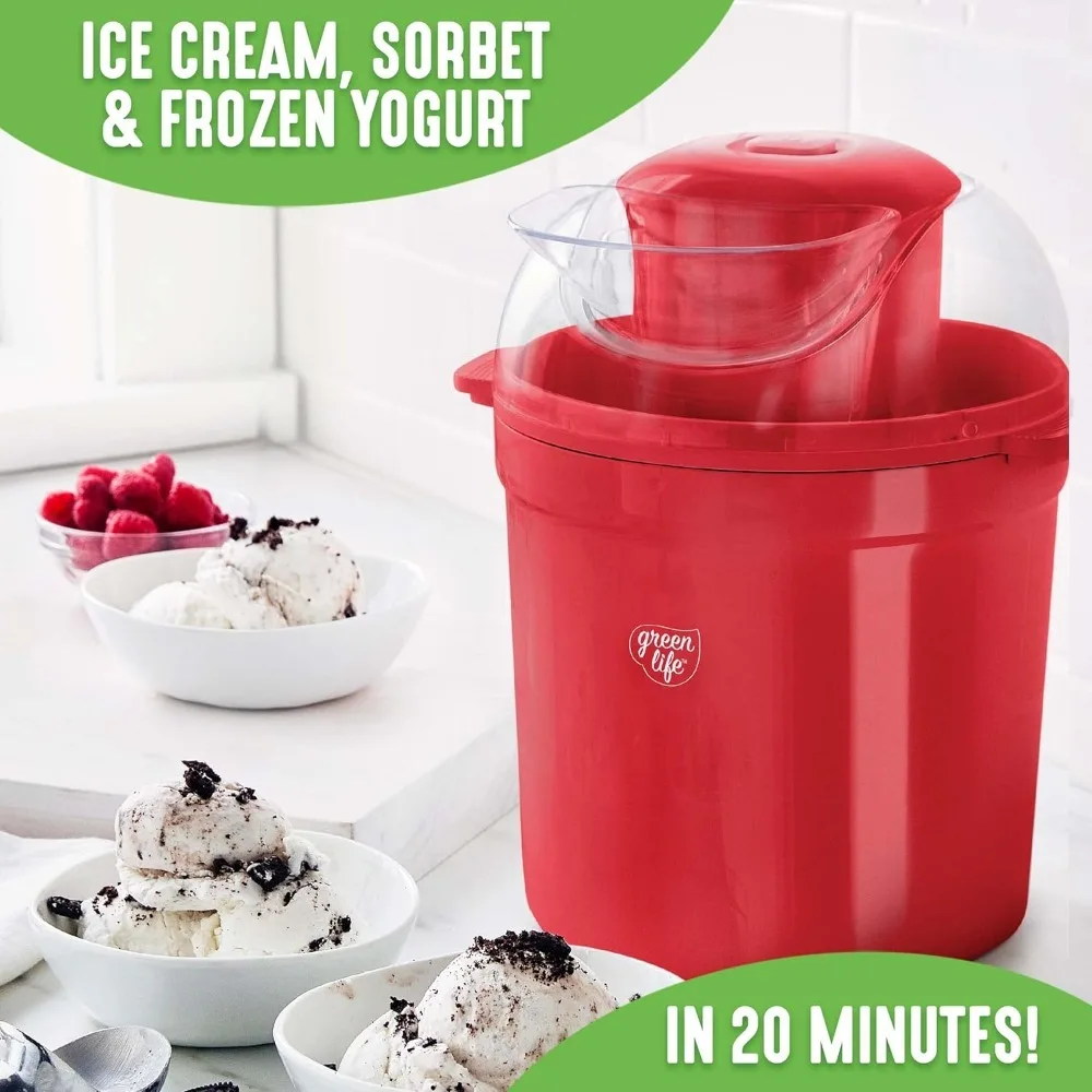 1.5QT Electric Ice Cream, Frozen Yogurt and Sorbet Maker with Mixing Paddle, Dishwasher Safe Parts, Easy one Switch, BPA-Free