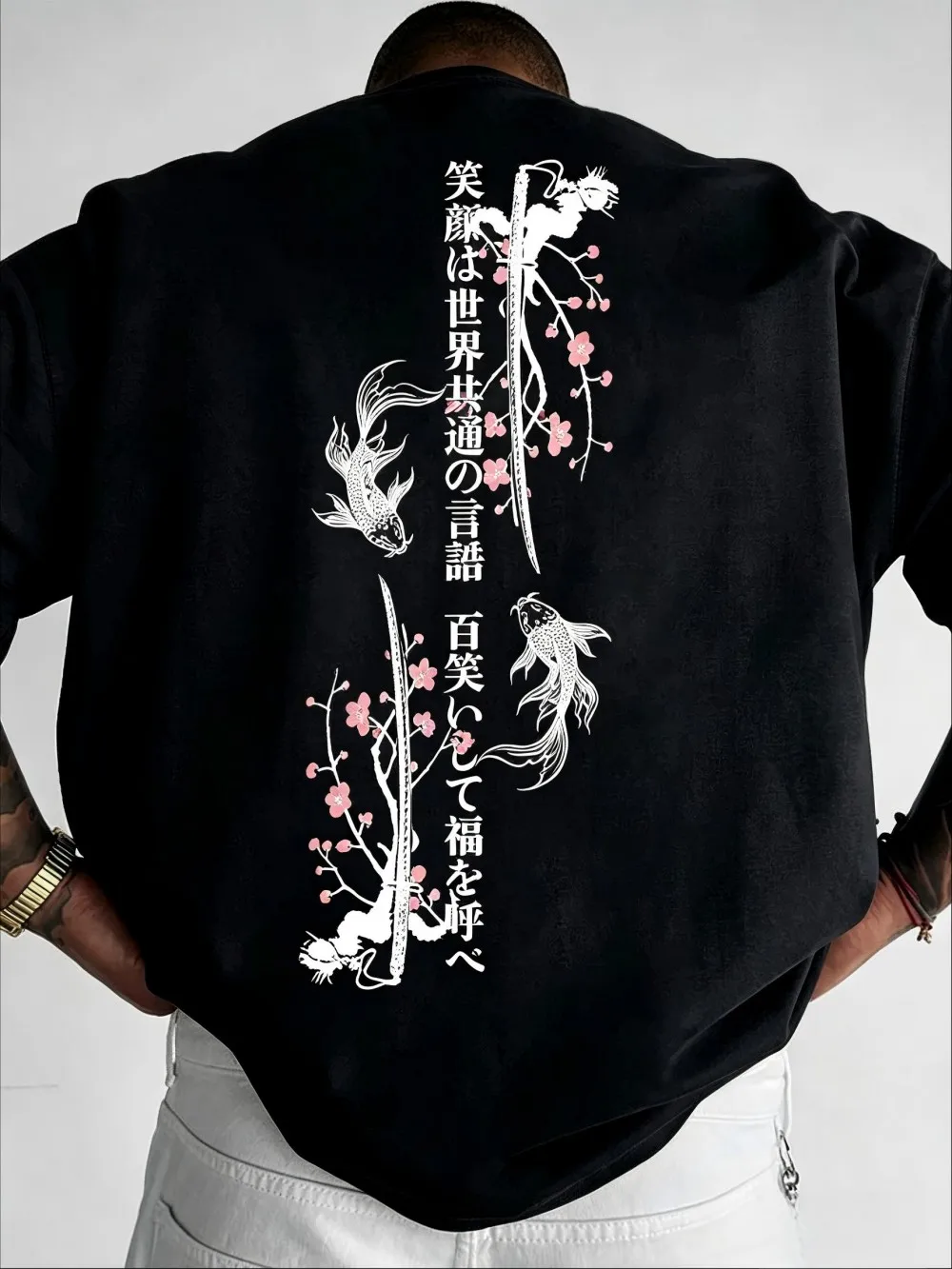 Hot Selling American Men's Summer Koi Ink Letter Print micro Elastic Breathable Round Neck T-Shirt Outdoor Urban Casual Top