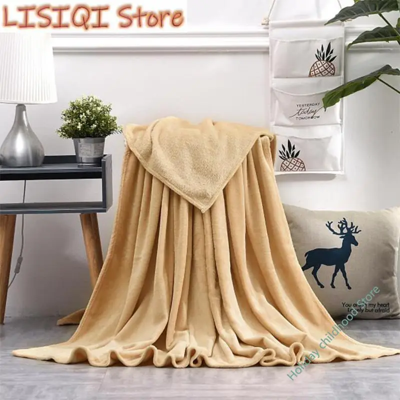 

Throws Coral Fleece Blanket Solid Color Soft Flannel Blanket Living Room Bedroom Air Conditioning Bed Blankets Home Accessories