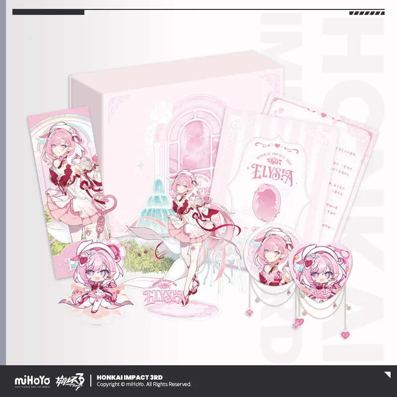 [Genuine] miHoYo Game Honkai Impact 3 Elysia Theme Gift Box Acrylic Standee Chain Badge Laser Ticket Ornament Cosplay Xmas Gifts