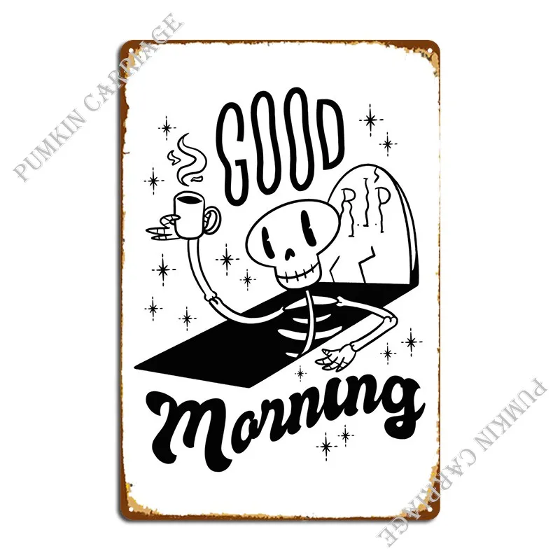 

Skeleton Drinking Coffee Metal Sign Pub Wall Cave Designing Character Bar Cave Tin Sign Poster