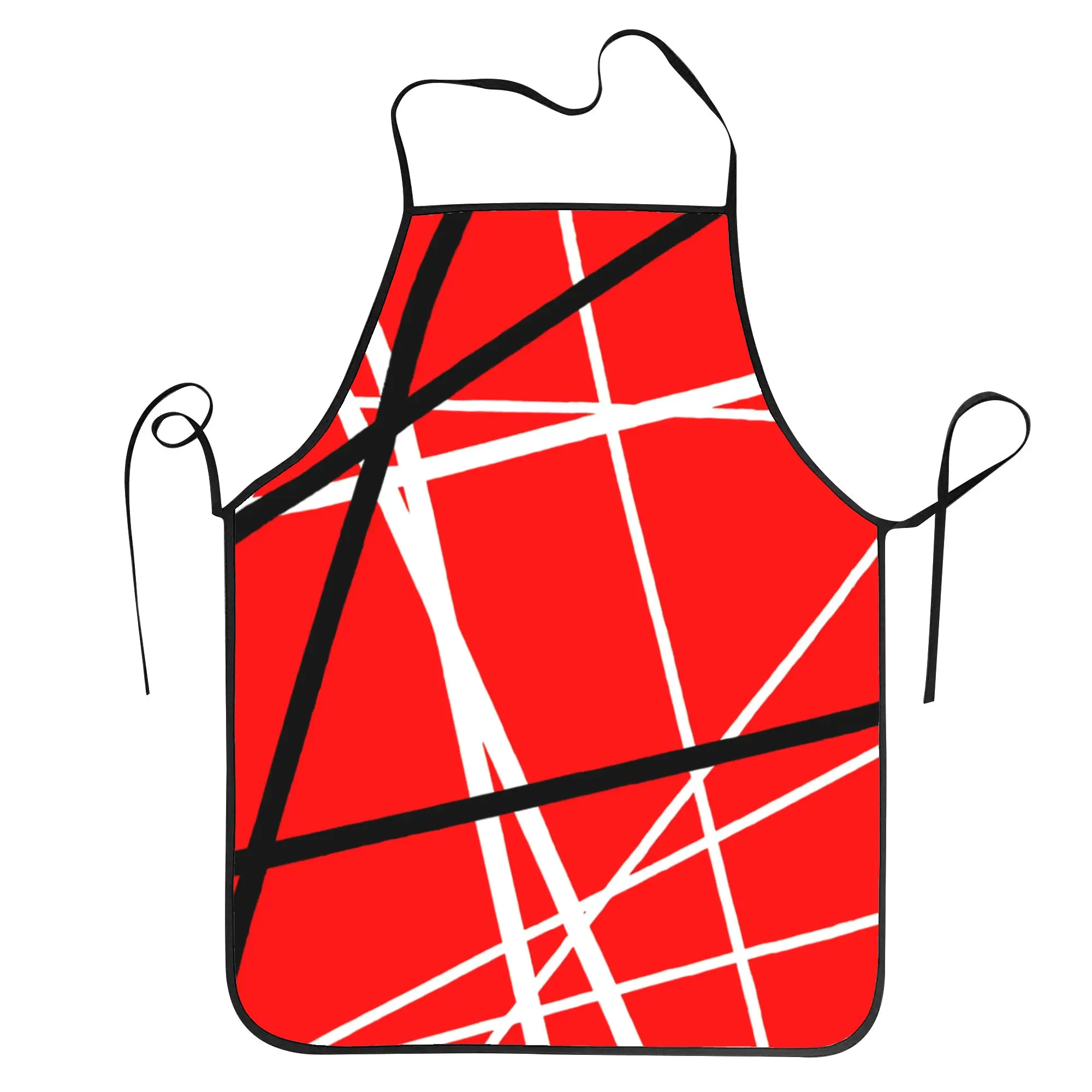 Delantal abstracto rojo con líneas negras Van Halen, delantales personalizados para cocina, accesorios de cocina, delantales para manicura sin bolsillo