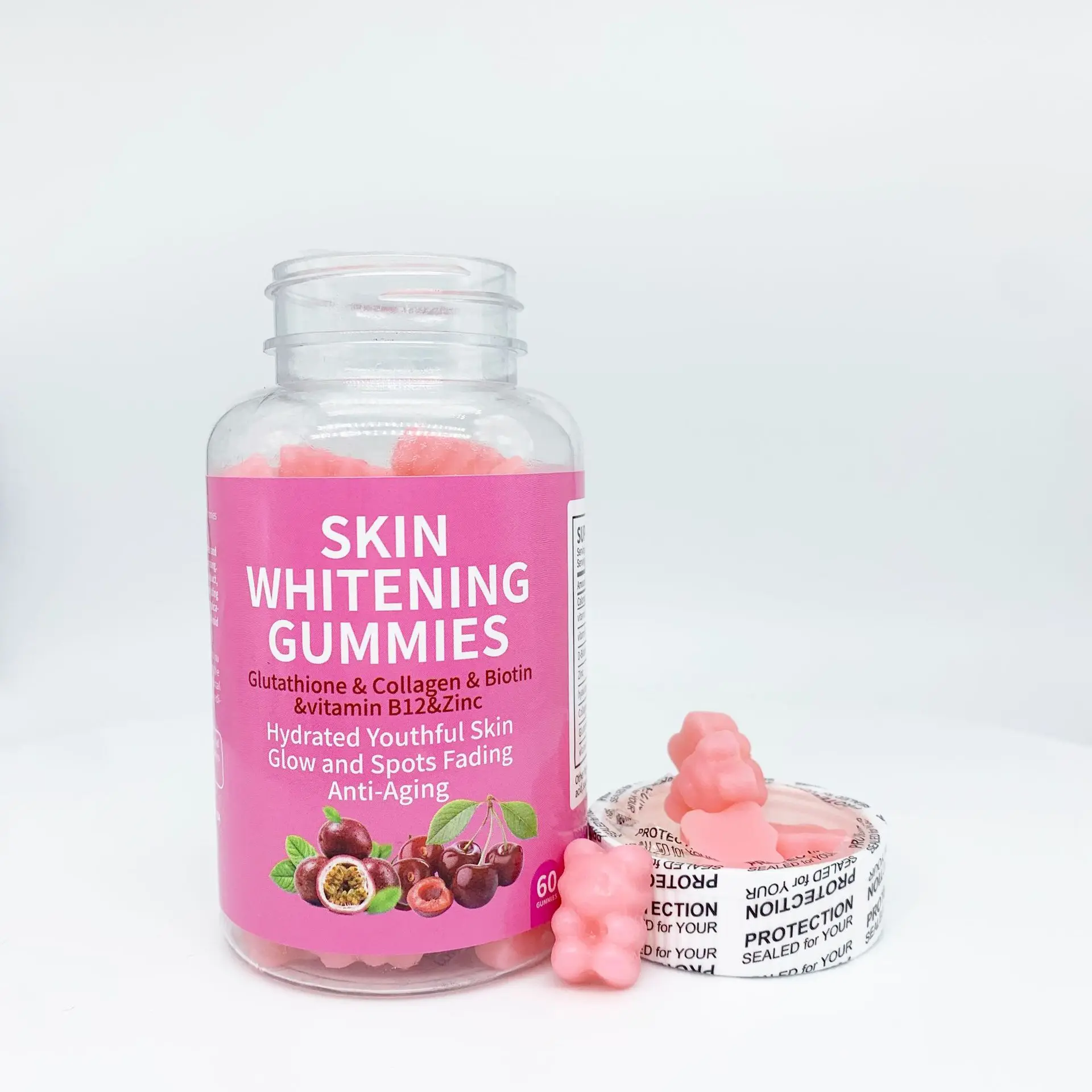 Whitening collagen glutathione gummies anti-aging lightening pigmentation beauty skincare improving immune repair skin barrier