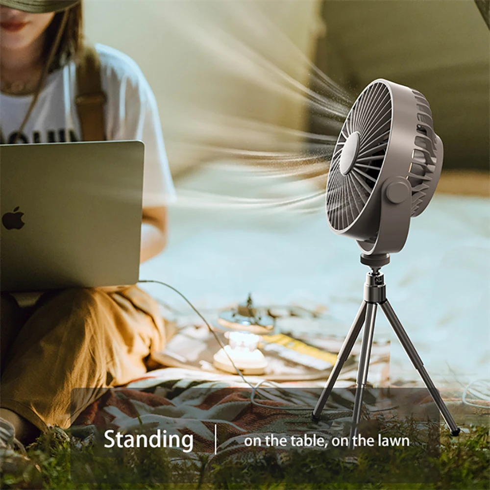 Multifunctional Fan USB Rechargeable Portable Remote Control Fan Outdoor Camping Ceiling Fan With Led Light 2000mAh Desktop Fan