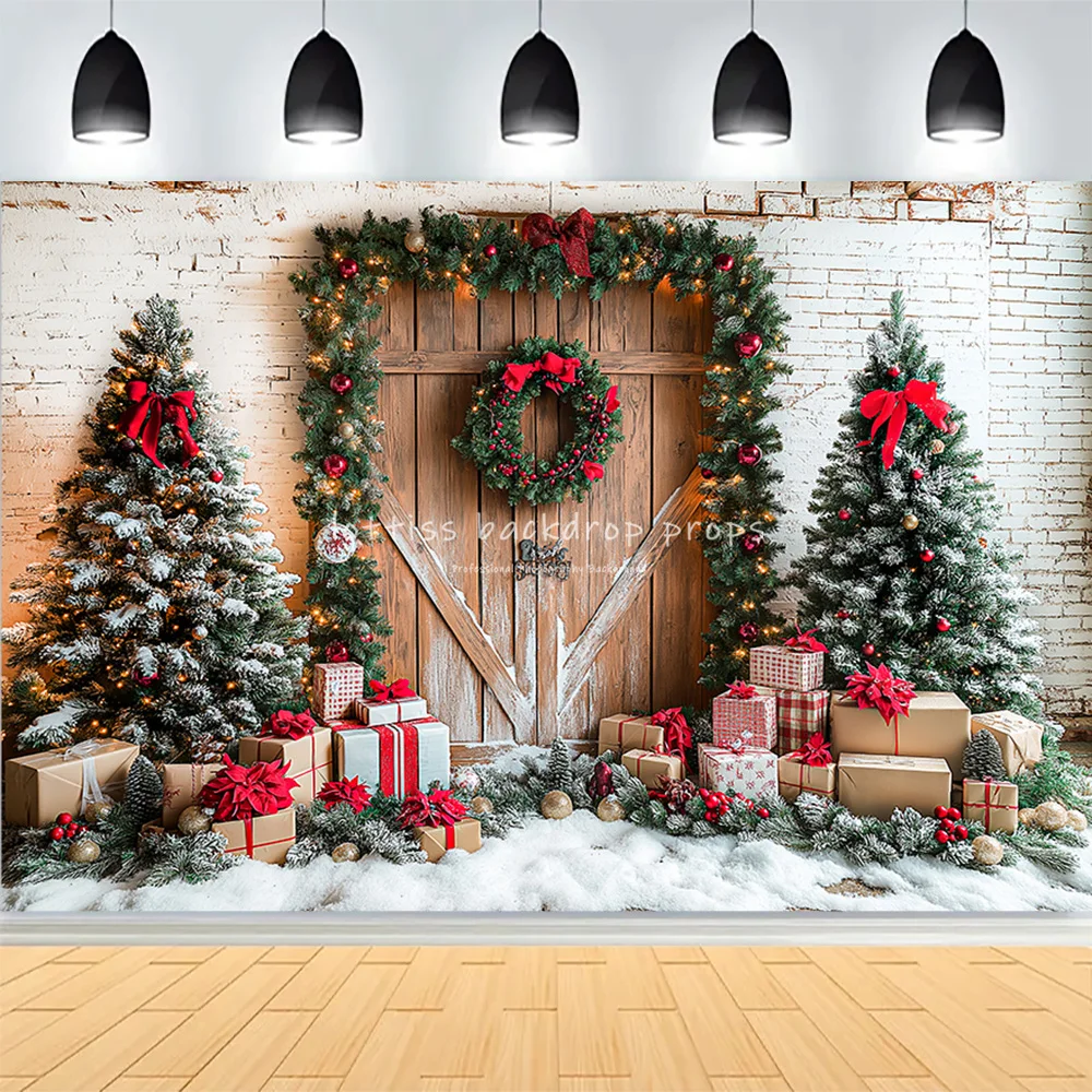 Winter Christmas Atmosphere Windows Photography Background Merry Christmas Glow Christmas Little Photo Studio Backdrops AG-01