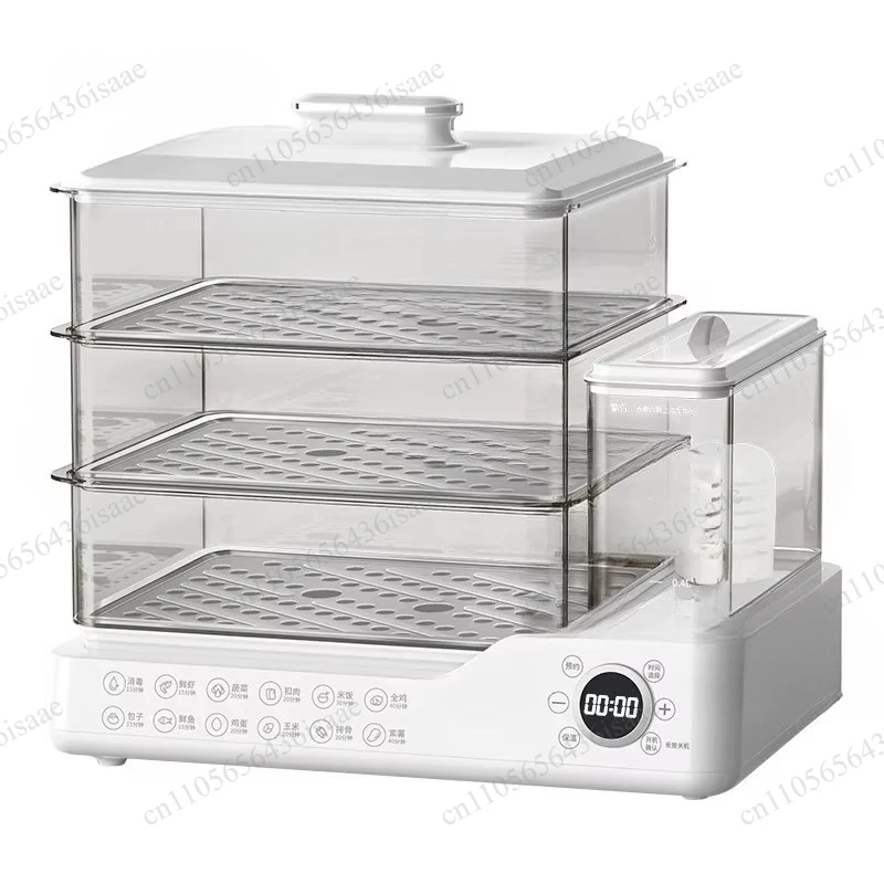 3-Tier Electric Steamer with Water Tank, Multifunctional Household Breakfast Maker for Simmering, Steaming and Cooking