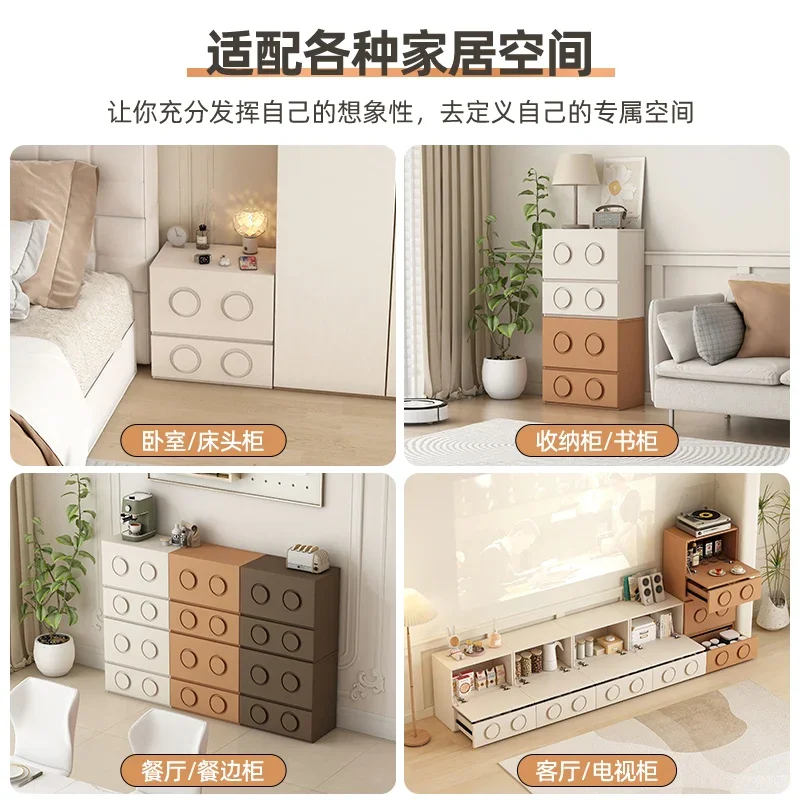 Drawers Bedside Table Integrated Simple Desk Dresser Small Height Combination Carmen Cabinet Middle and Ancient Module Cabinet