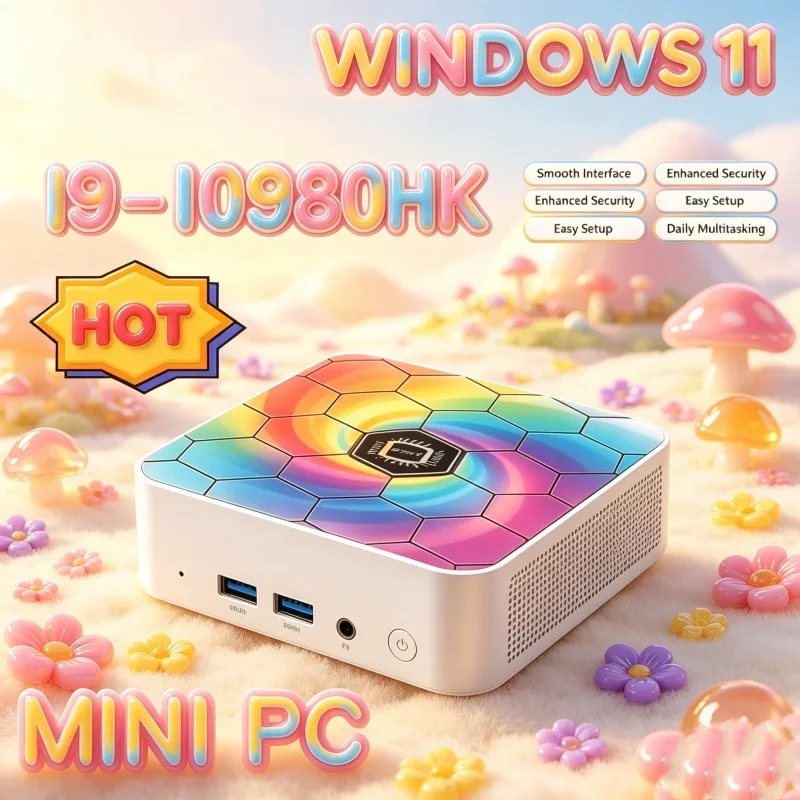 High‑reliability Core I9 10980HK Portable Mini PC, WiFi6 BT5.2, Dual Gigabit Ports, 4K Multi Display Compact Host for Office