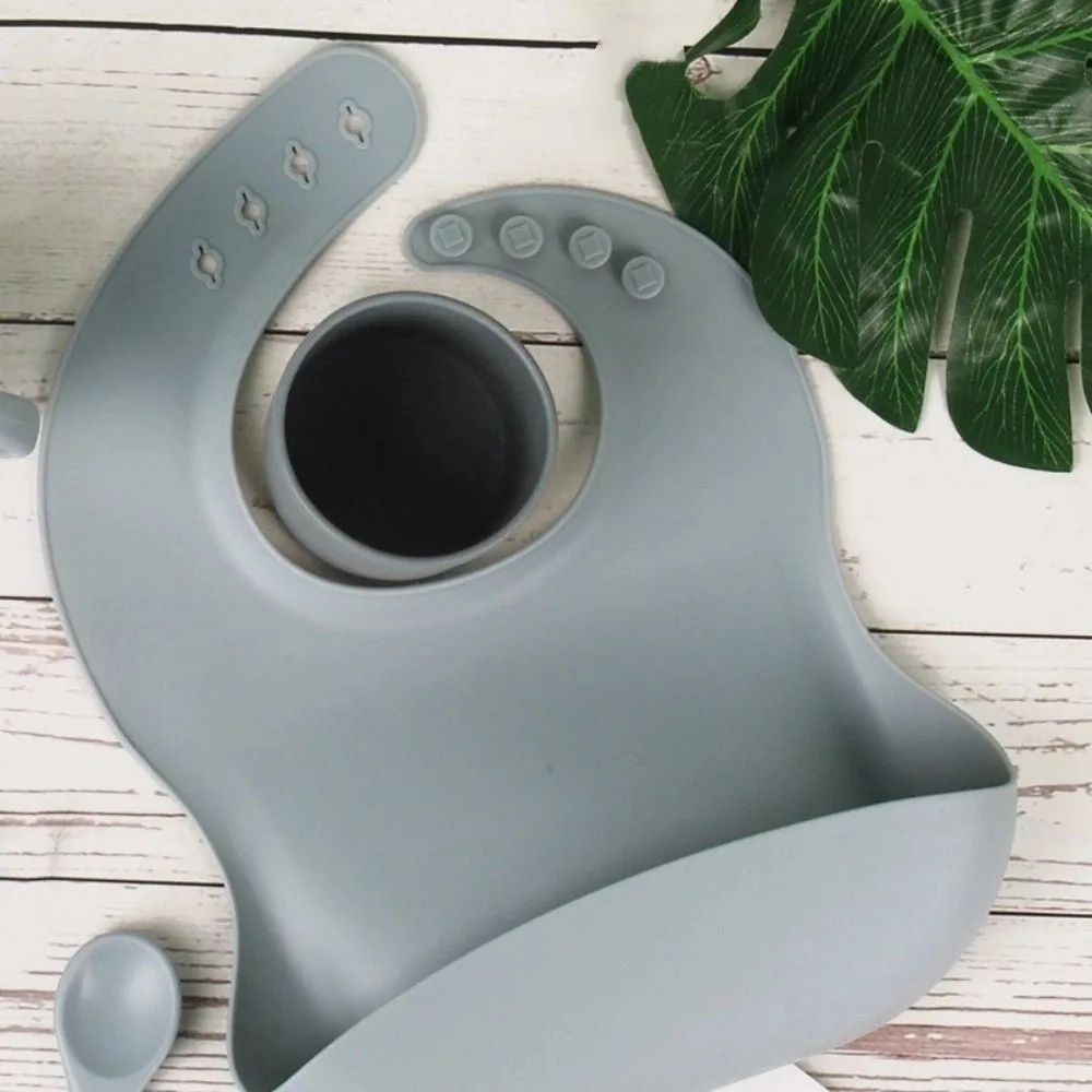 

Soft Silicone Baby Feeding Bowl Silicone Dinnerware Children Dishes Bibs Set Non-Slip Bibs/Bowl/Spoon Feeding Bowls Infant