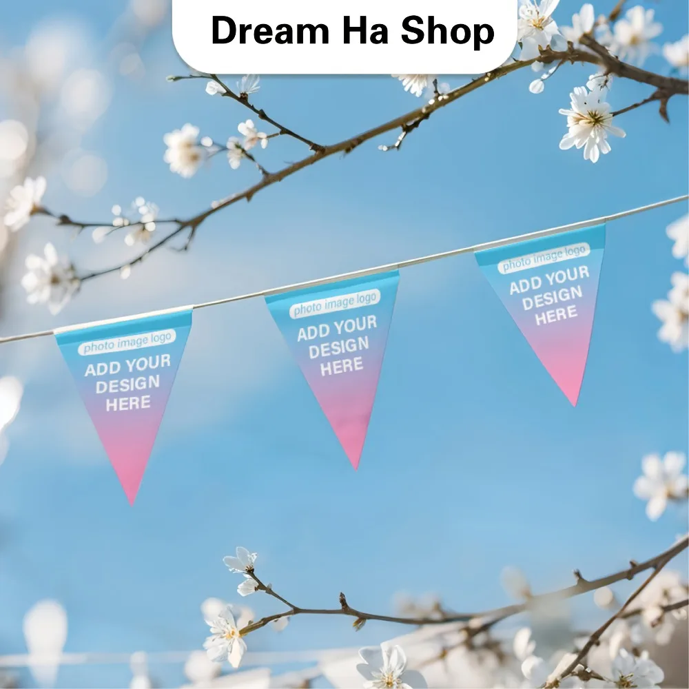15p Customize Triangular Bunting Flags - Durable Polyester, for Parties, Events and Garden, Single-Sided Print, Party Decoration