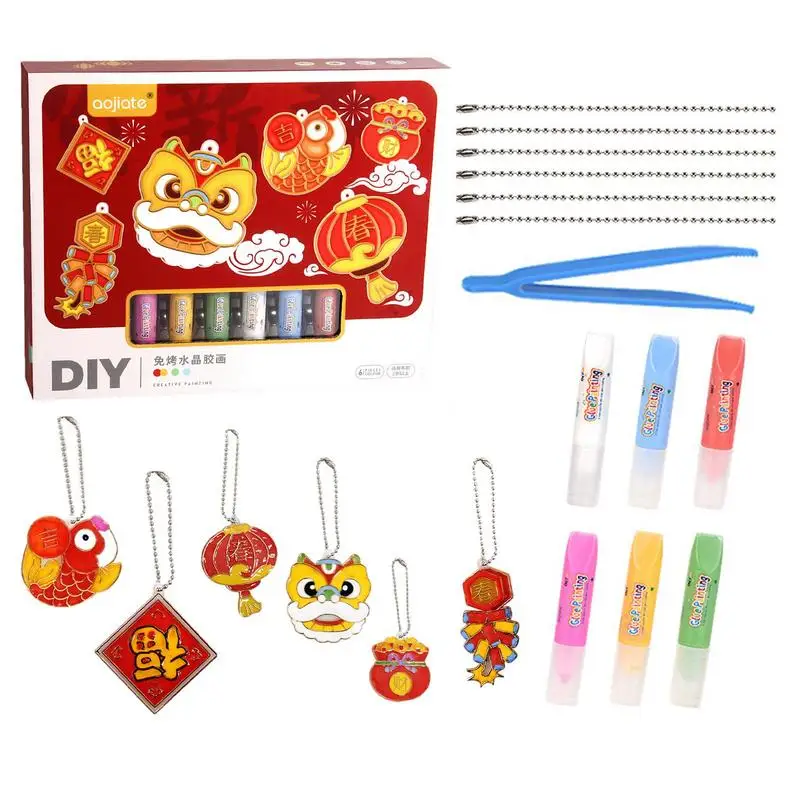 Fast Drying Christmas Paint Crafts Set Kids DIY Crystal Pendant Kit Christmas Gift for Child Birthday Boosting Self-Confidence