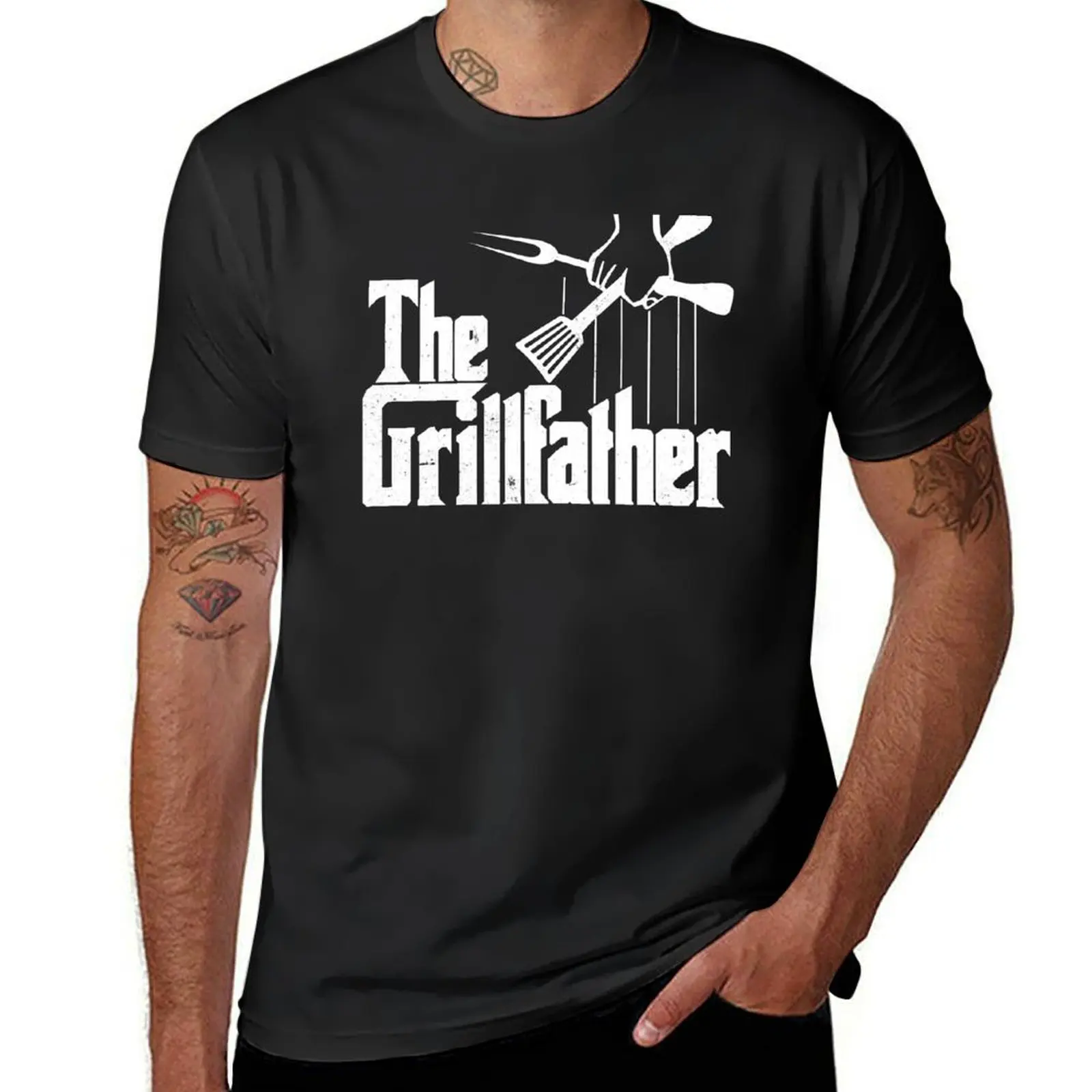 The Grillfather Funny BBQ Party Shirt T-Shirt customizeds heavyweights graphics tops Men's t-shirt