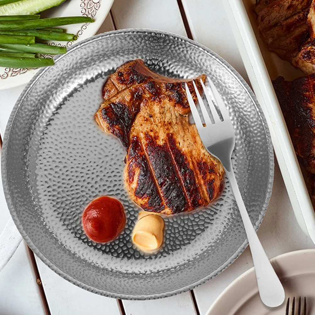 

Stainless Steel Round Plate 20Cm For Bbq Pasta Steak Salad Serving Kitchen Tableware Dish Appetizer Snack Platter