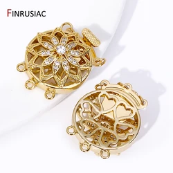Trendy 18K Gold Plated Brass Multi Strand Layering Clasps Flower Shape Connector Clasps For DIY Jewelry Making Accessories