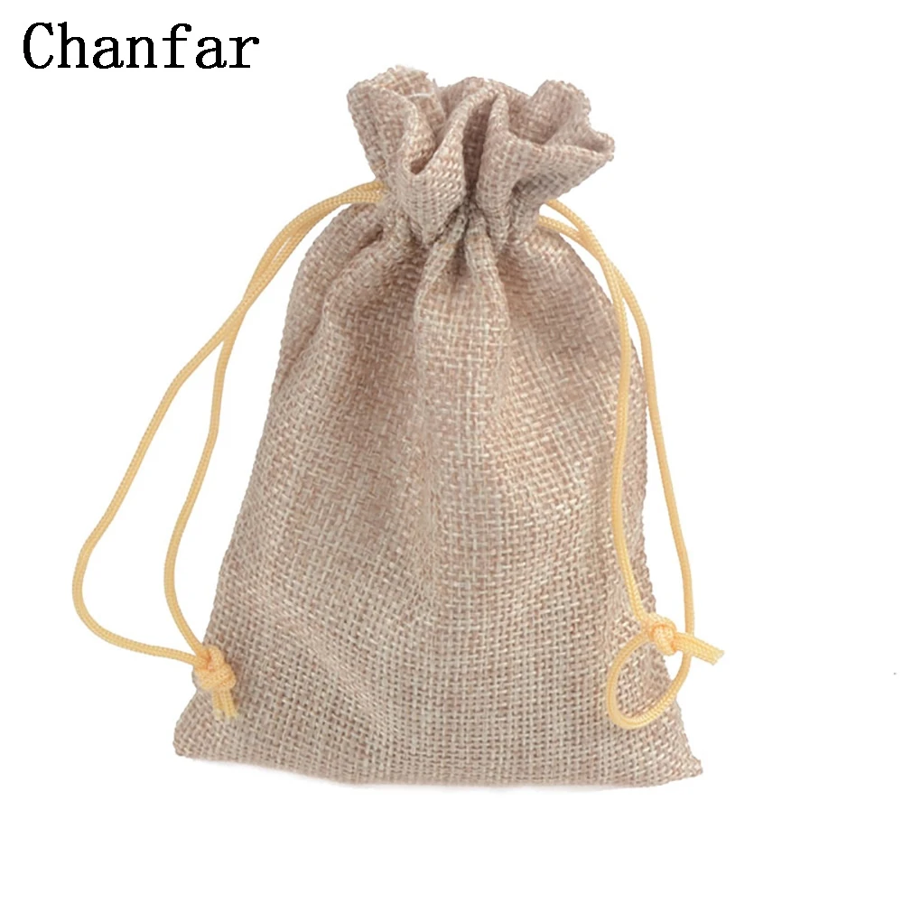 25pcs/lot 9.5x14.5cm New Fashion Useful Wedding Favor Christmas Hessian Burlap Jute Gift Bags Drawstring Pouch Home Wholesale