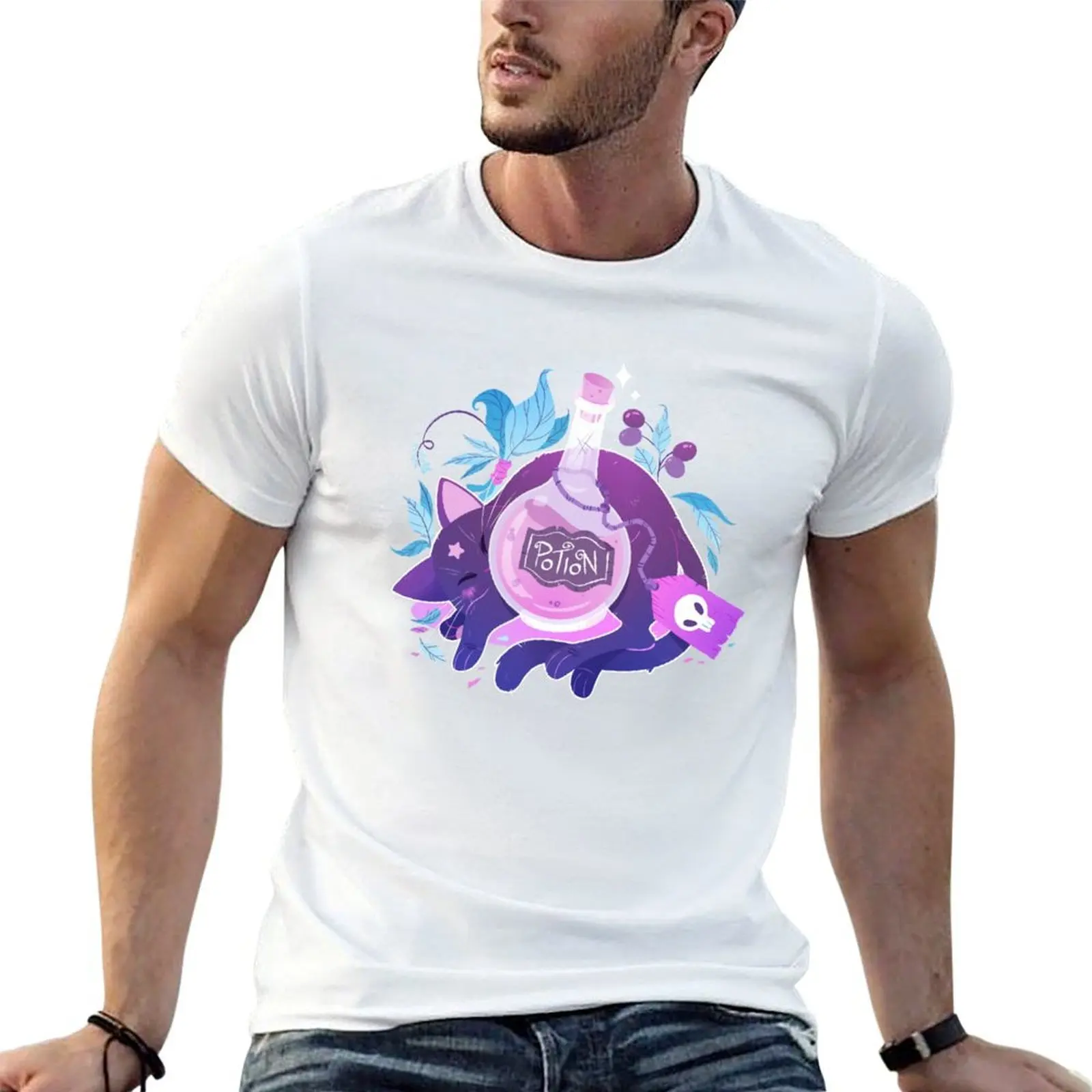 Potion Cat T-Shirt funny t shirts cotton funny t shirts man man t shirt summer T-shirt