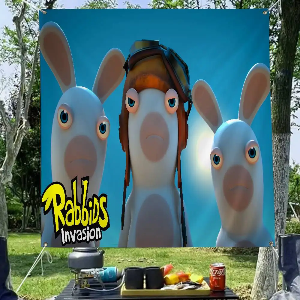 R-Rabbids I-InvasionS Retro Flags Multiple Choice Living Studio Booth Interior Decoration Banner