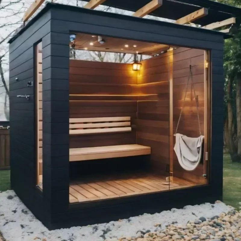 Solid wood sauna room Traditional square sauna room multi-size can be designed