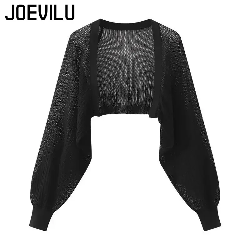 Women's French Ice Silk Long Sleeve Knit Cardigan Summer Lightweight Sun Protective Cover Up Jacket Y2k Shawl Outer Match Blouse