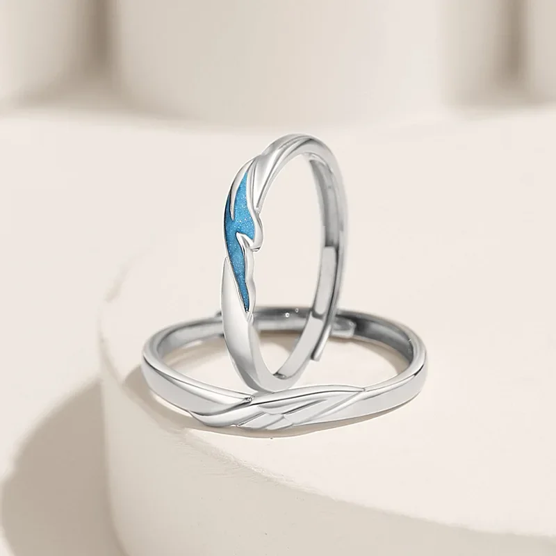 Romantic moonstone ring Cute silver male, female adjustable finger ring dating jewel gift for couples