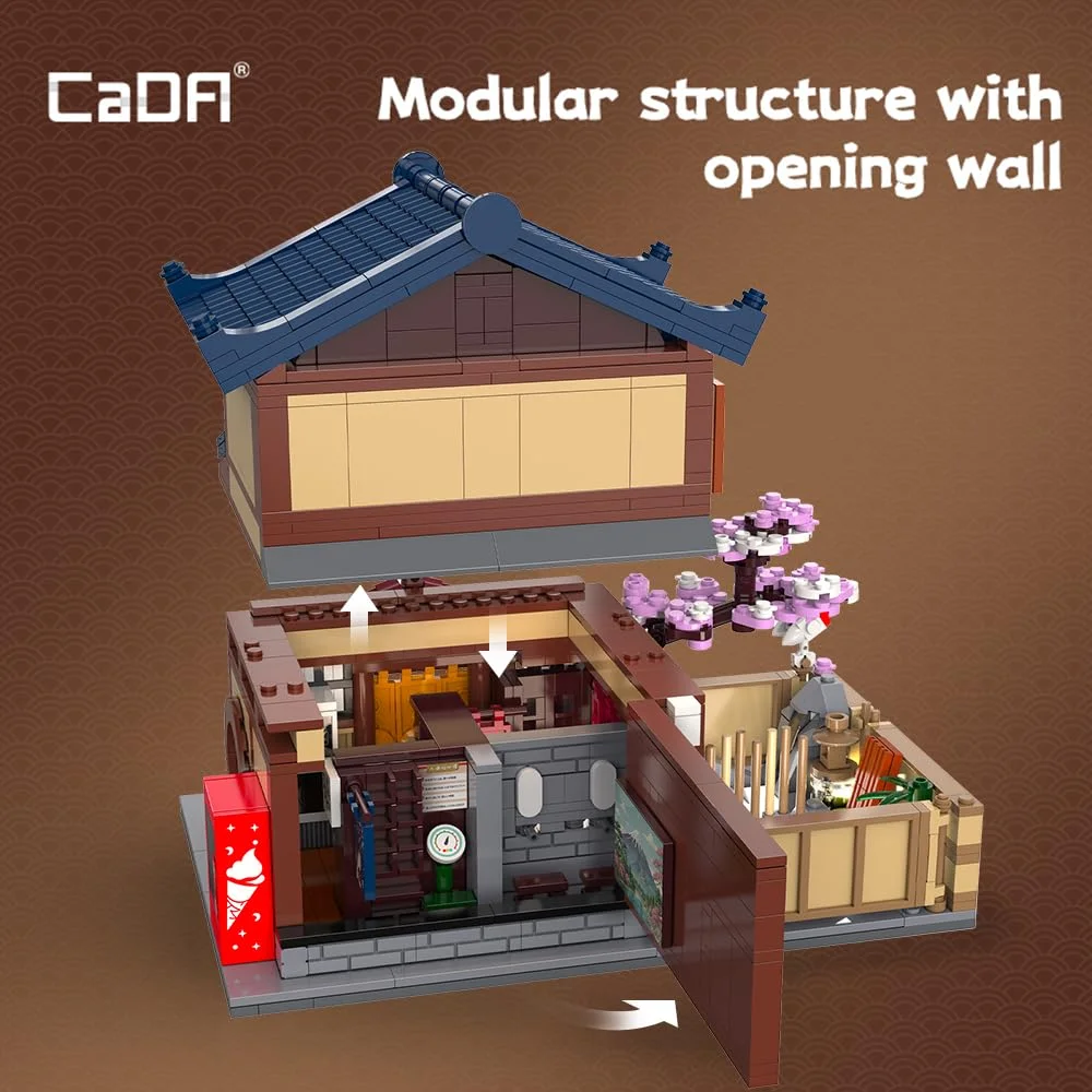 Japanische Street View Bausteine Tee Haus Brötchen Haus Café Shop Architektur Modell Ziegel Kinder DIY Spielzeug Urlaub Geschenke