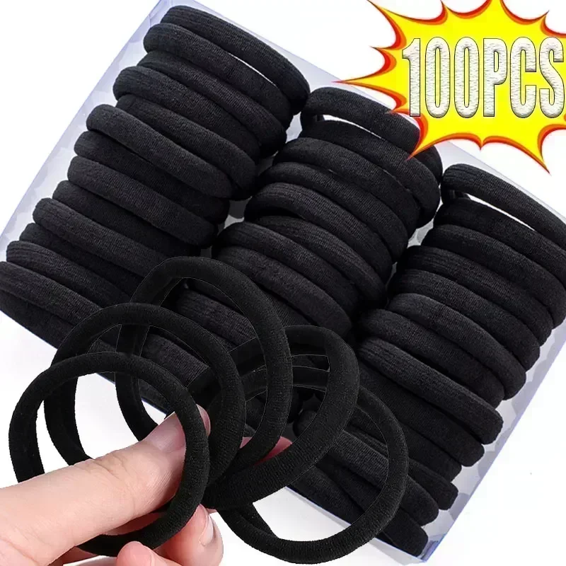 Nova alta elástica básica faixas de cabelo para mulheres meninas preto hairband laços de borracha rabo de cavalo titular scrunchies crianças