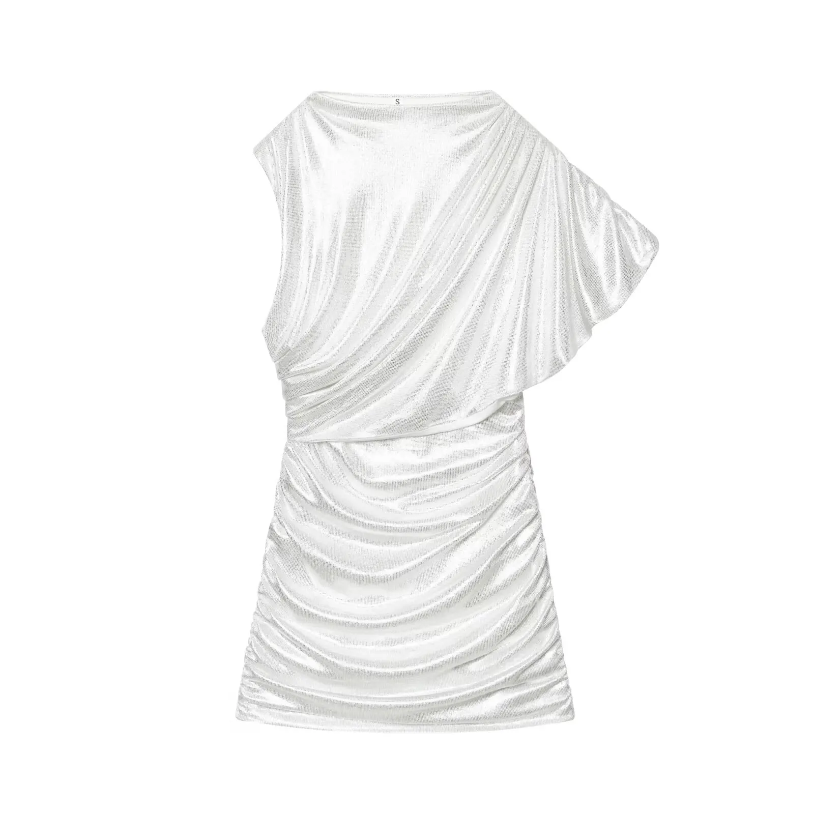 Hh feminino verão high street sexy mini vestido sólido em camadas decoração zíper mulher moda sem mangas meia gola alta vestidos