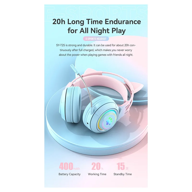 Cute Antlers Cat Ear Wireless Bluetooth Headphone Gamer Earphone Gaming Headset With RGB Light For Kid