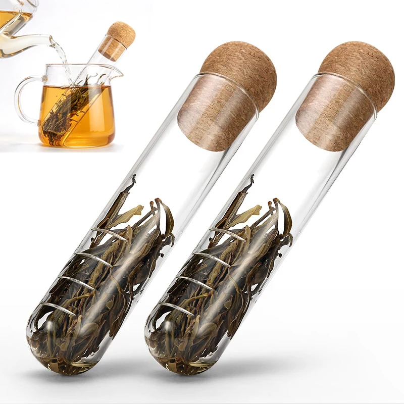 Creative Glass Infuser Pipe Glass Design Tea Strainer for Mug Fancy Filter for Puer Tea Herb Tea Tools With Cork Stopper