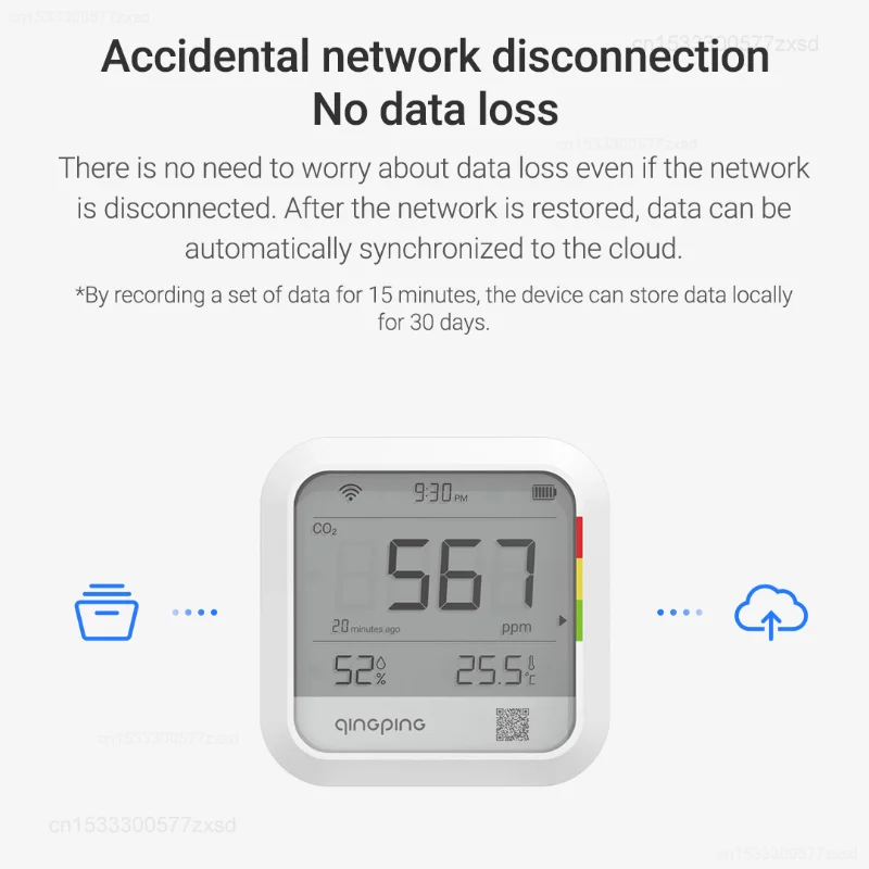 Xiaomi Qingping Thermometer Carbon Dioxide Detector Small-scale Thermometer Hygrometer Indoor Household WIFI Time LCD Display