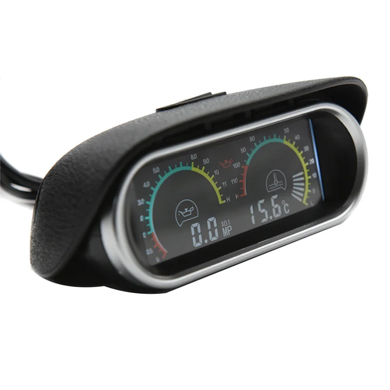 2 في 1 LCD العالمي سيارة مقياس درجة حرارة الماء الأفقي قياس ضغط الزيت 1/8NPT محول درجة حرارة الماء لمستشعر 10 مللي متر