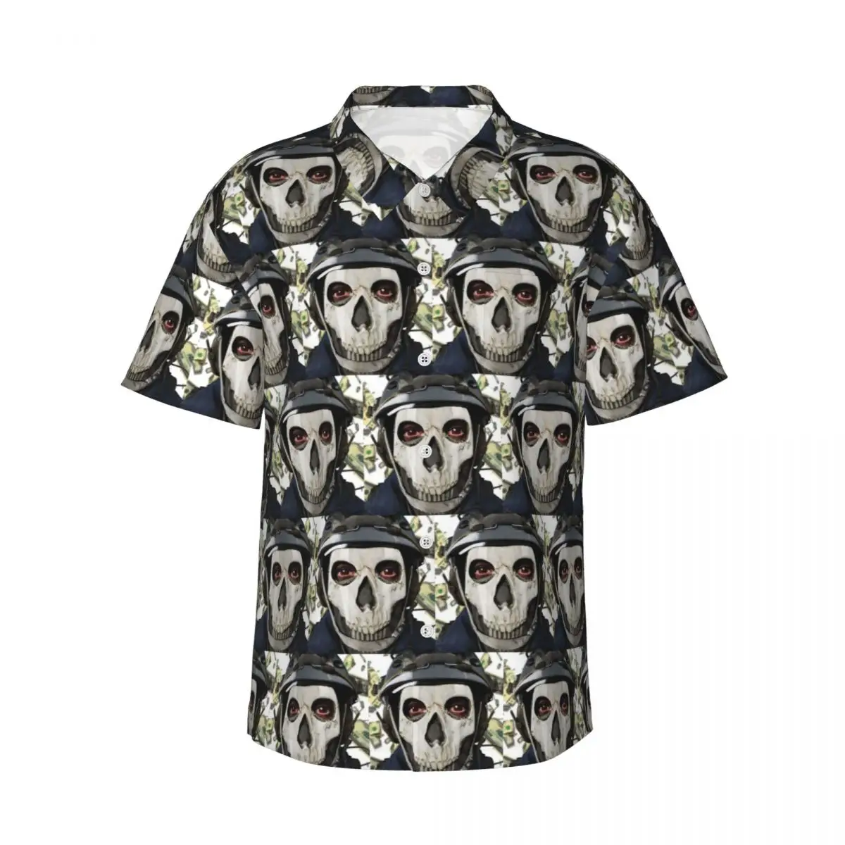 

Silly Ghost Cod Men's Shirts Hawaiian Short Sleeve Shirt Fashion Button Tops for Summer Beach