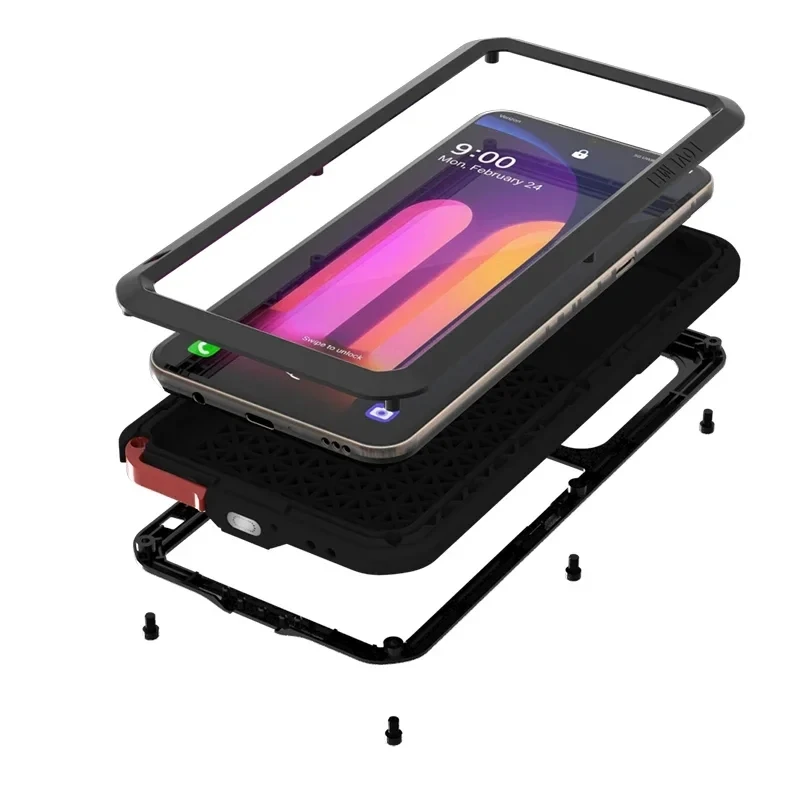 Luxury Love Mei phone case For LG V60 silicone military-grade metal protective case Shock-proof dust protective case