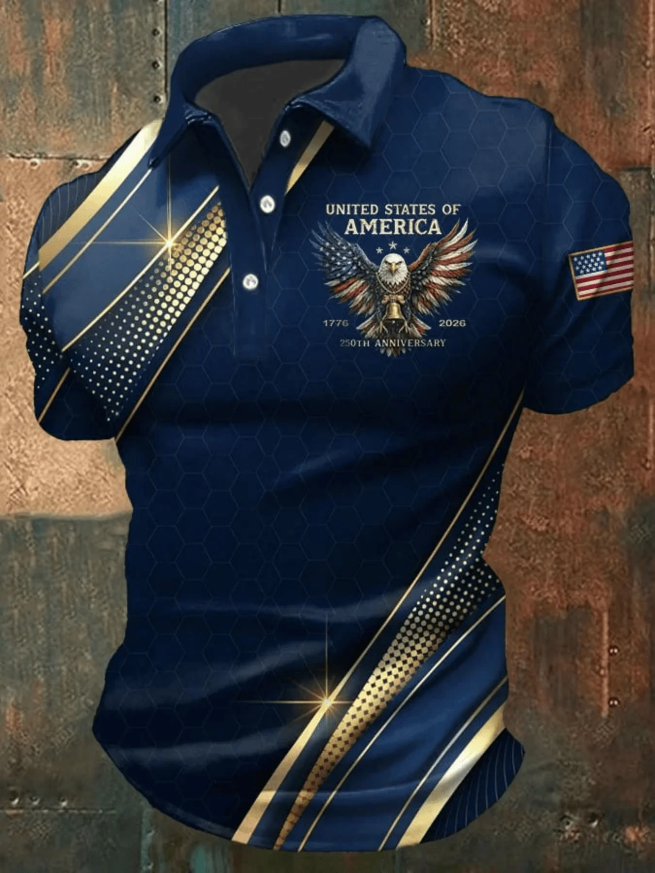 3D Printed Leaf Boat Polo Shirt For Men America Flag Pattern Tees Summer Street Loose Short Sleeve Tops Lapel T-Shirts