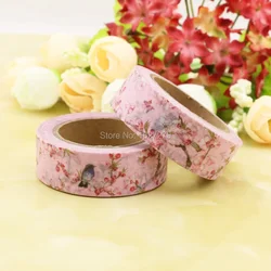 1pcs pink Clubs Flower, birds  Washi Tape Floral Masking Tapes Decorative Stickers Diary Deco Scrapbooking Sticker