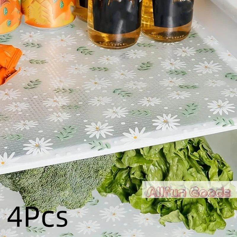 [T5]4Pcs Waterproof Anti Dust Drawer Liners Non Slip Cabinet Shelf Mats for Fridge Table Kitchen Home Organization