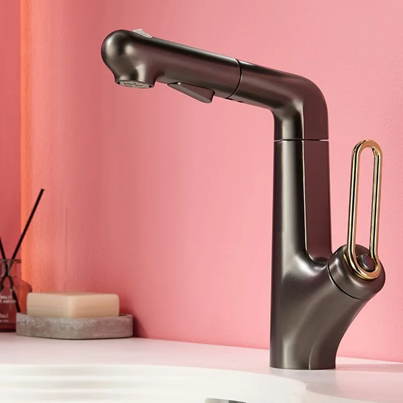 New Colorful Basin Faucets Household Lifting Pull Out Taps Hot and Cold Bathroom Cabinet Wash Basin Faucet Bathroom Accessories