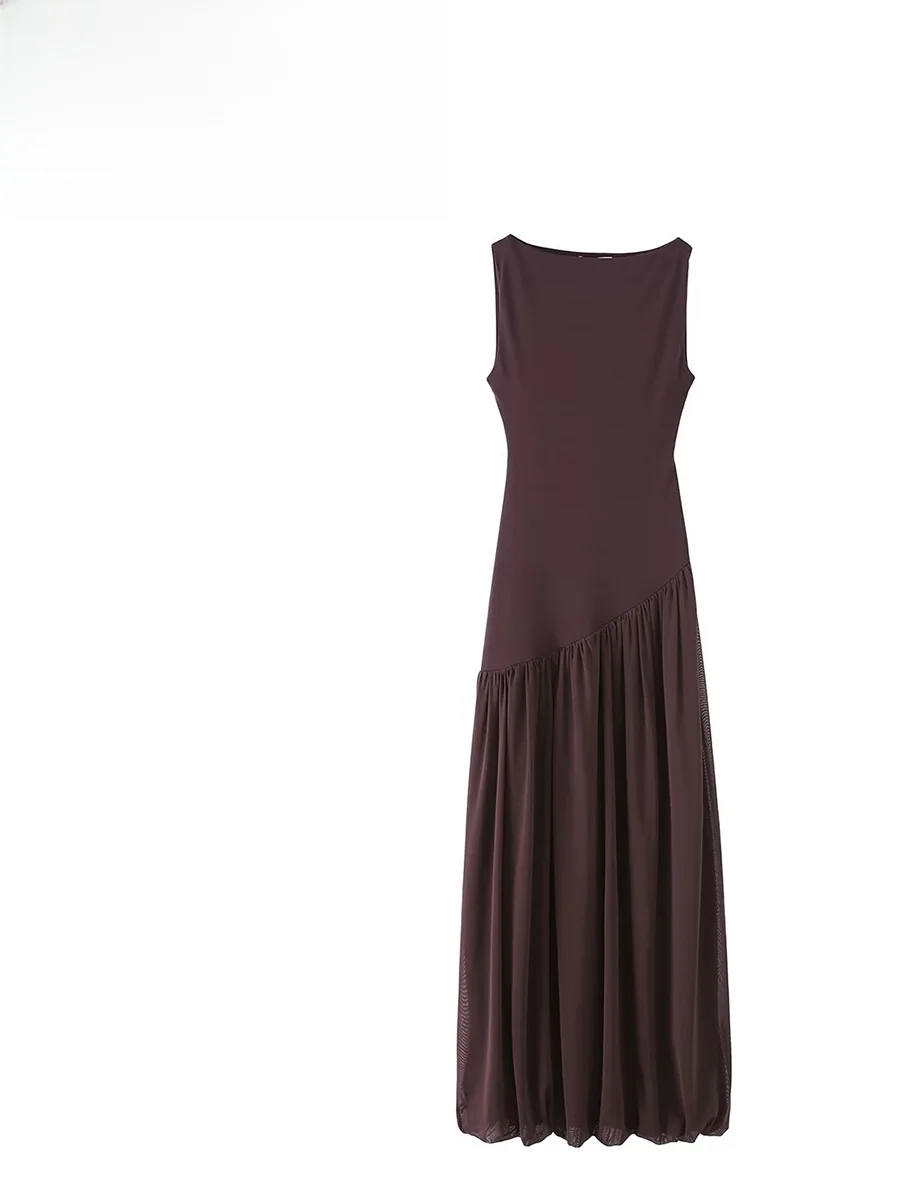 

ZARK Faion Long Svel Straight Ne Gown Waist Inward Patchwork Women's Dr Sli Spring New Arrivals