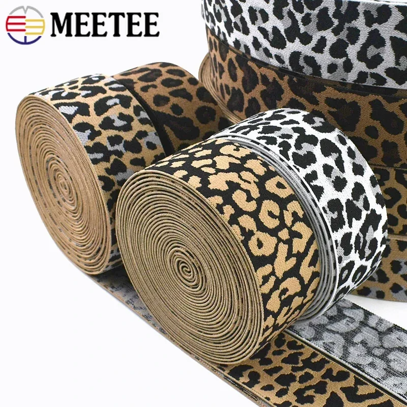 

5/10Meters Meetee 40mm Leopard Jacquard Elastic Band for Waistband Yoga Pants Garment Belt Stretch Ribbon DIY Sewing Accessories