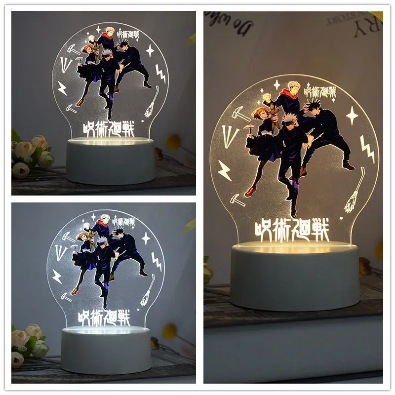 Jujutsu Kaisen 3D Night Light Anime Figure Satoru Gojo Itadori Yuji Fushiguro Megumi Cartoon Stand Table Lamp Kid Birthday Gift