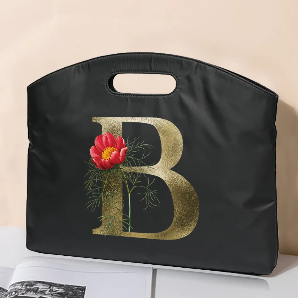 Nova bolsa de negócios maleta viagem trabalho sacos do portátil 26 flor dourada carta impresso escritório totes caso conferência documento saco