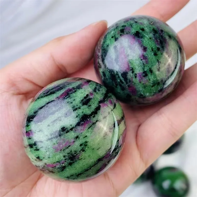 1PC Natural Polished Ruby Zoisite Sphere Healing Energy Crystal Tabletop Decor Spiritual Gift