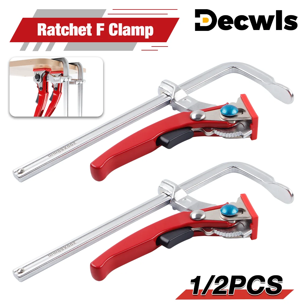 1/2PCS Ratchet Quick F Clamp Woodworking Clamp Desktop Fixing Clamp Machine Tool Clamp Quick Release Heavy Duty Guide Rail Clamp
