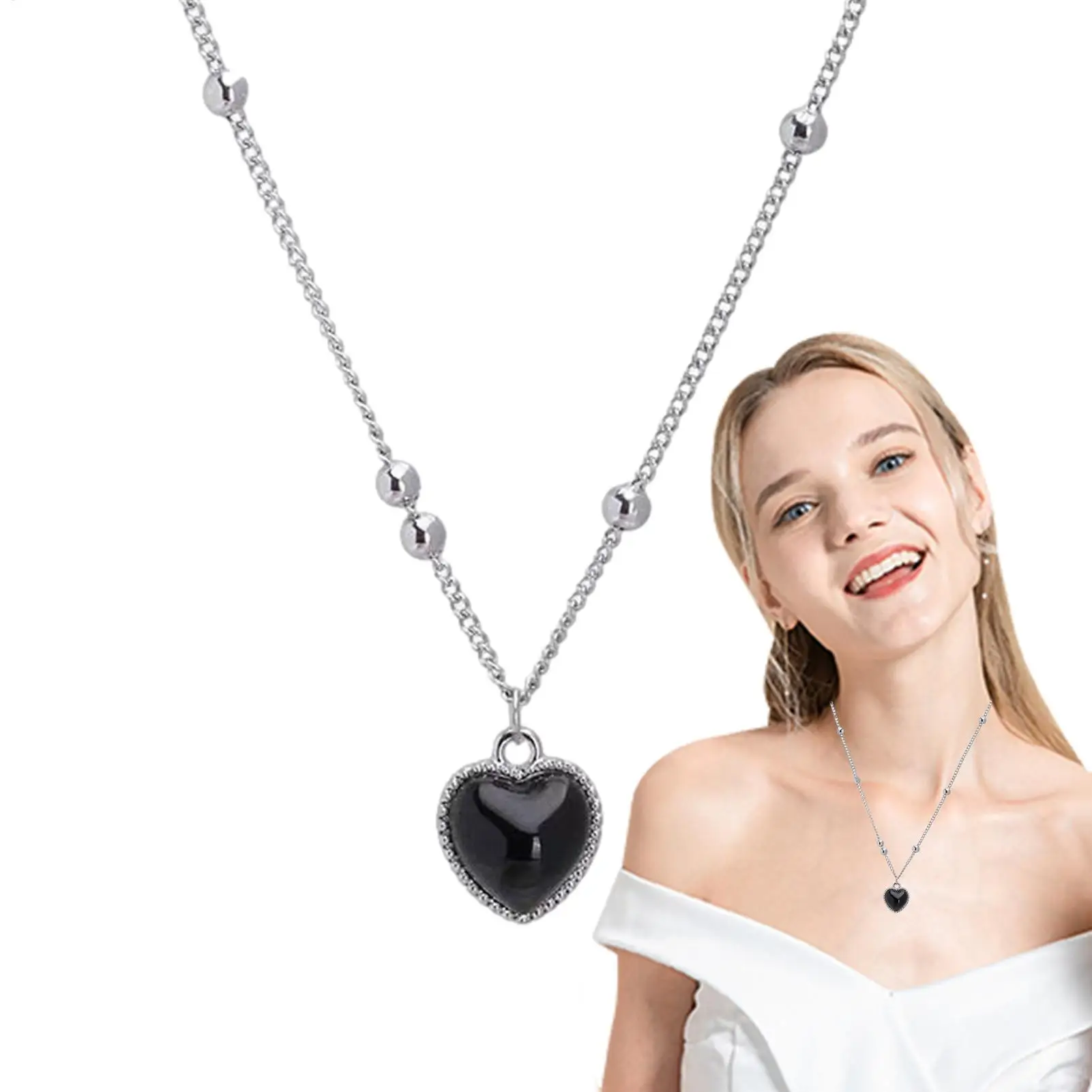 Thermochromic Mood Monitor Heart Pendant Necklace Color Change As Emperature Women Girls Clavicle Chain Necklaces Lover Jewelry