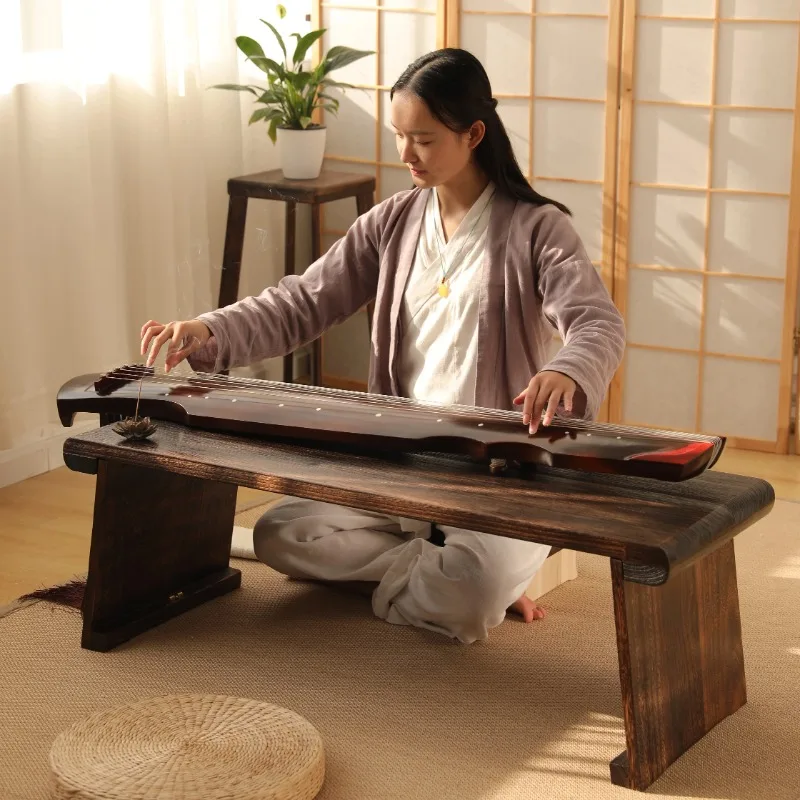 Foldable Table Wood Japanese Tatami-Matching Low for Zen Meditation Tea Ceremony Compact Classical Chinese Instrument Stand