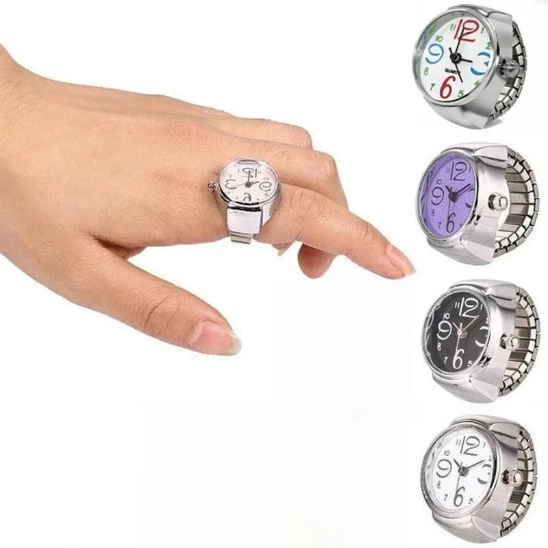 ผู้ชายผู้หญิงสร้างสรรค์รอบยืดหยุ่นแหวนนิ้วควอตซ์นาฬิกาแฟชั่นนาฬิกาคู่สําหรับคนรัก